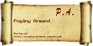Pogány Armand névjegykártya